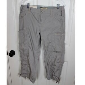 Natural Reflections Cargo Capri Pants Women's Size 6 Gray Drawstring‎ Cropped